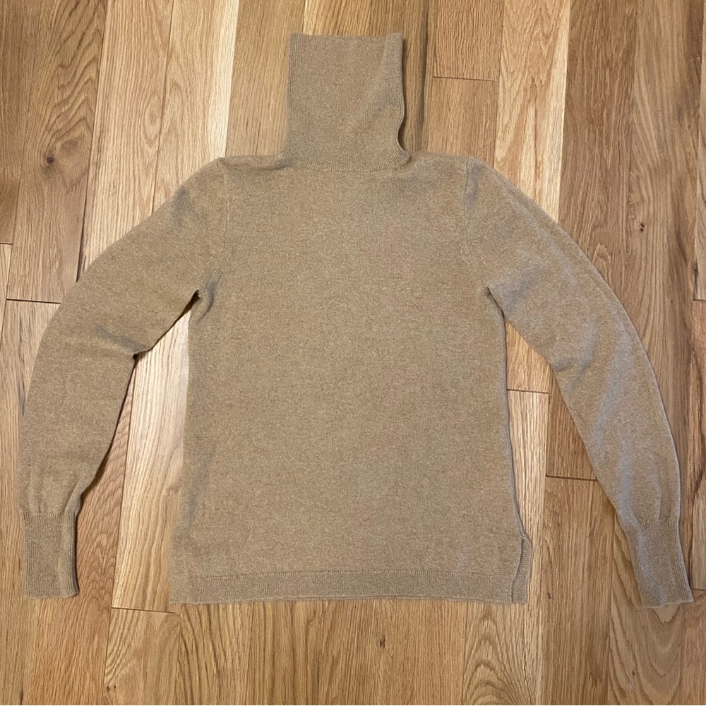 JCrew 100% cashmere camel color turtleneck sweater